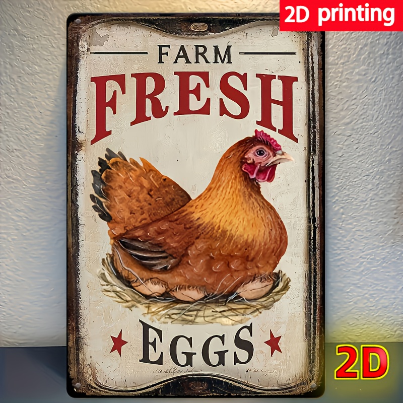 Home Bar Cafe - [Farm Fresh Eggs Sign] Rustiek metalen