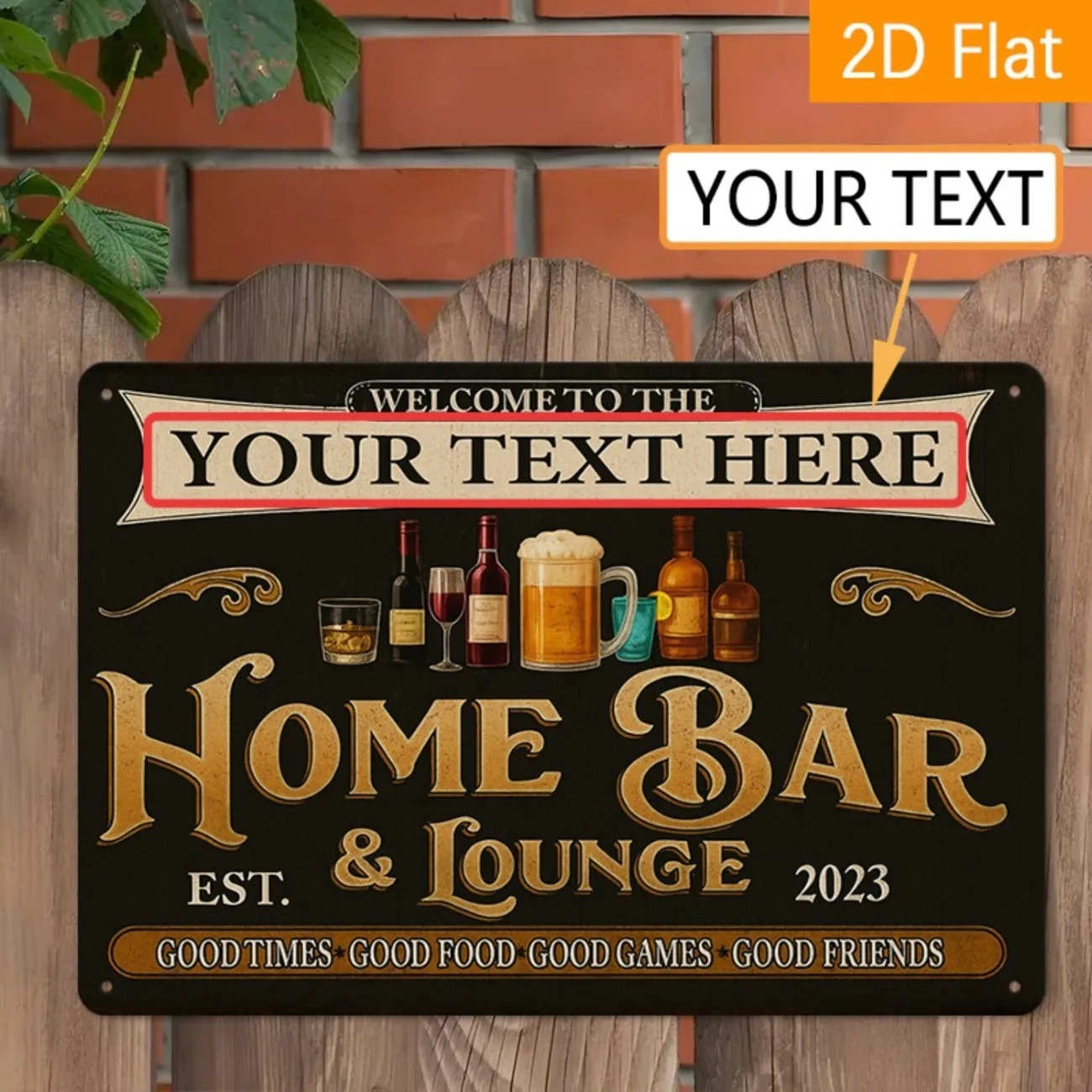 Home Bar Signs - Aangepaste tekst Vintage Home Bar &