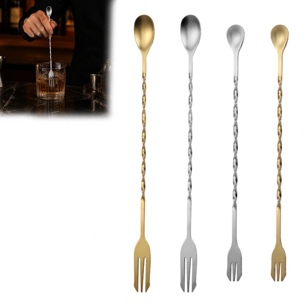 Bar Spoon Twisted - Roestvrijstalen cocktailroerder met lange steel, roestvrijstalen
