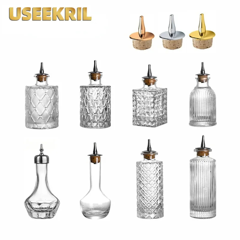 Bitters Bottle Set - Cocktailbitterflessen met dop Vintage glas met