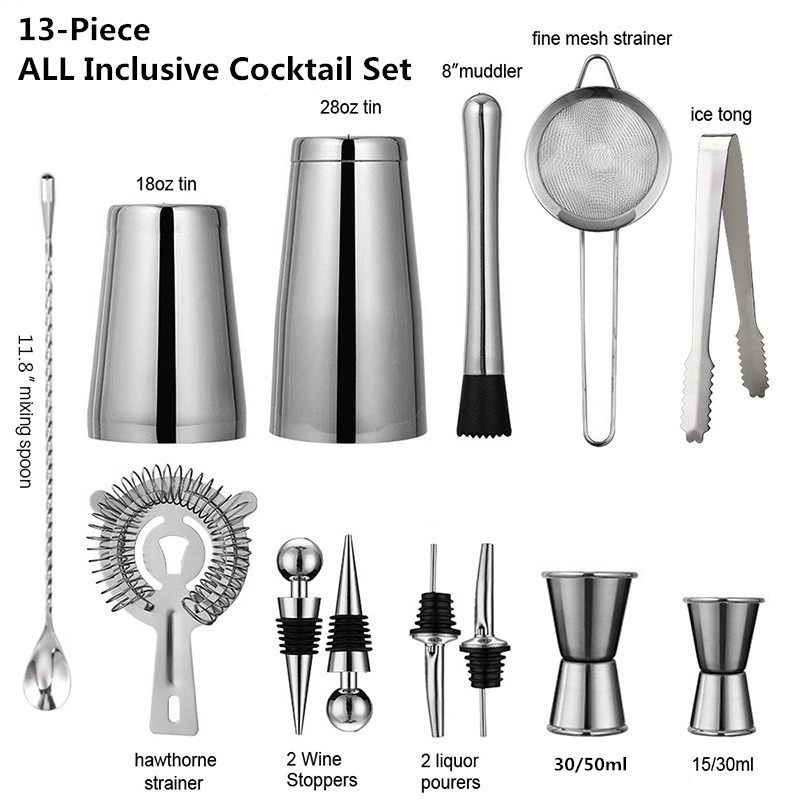 Boston Shaker Set - 13 Stks/set Rvs Cocktail Shaker Ice