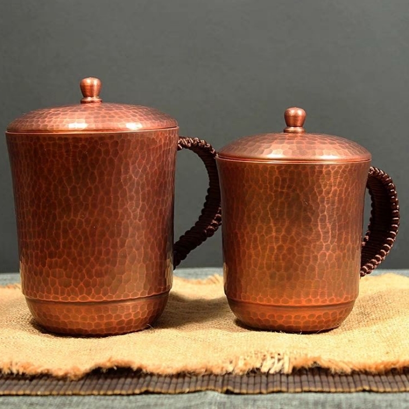 Mule Copper Mug - Vintage puur koperen koffiekopje, met deksel