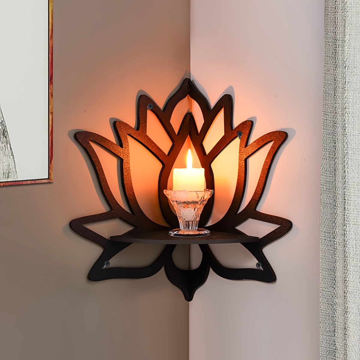 Home Bar Shelves - Lotus Corner zwevende plank, holle bloemen