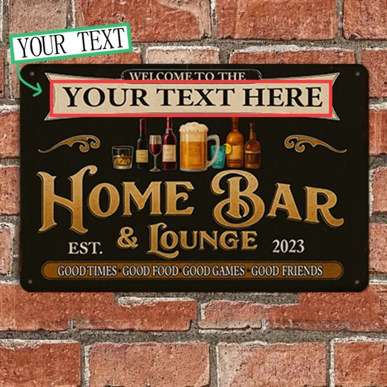 Aangepaste tekst Vintage Home  - Home Bar Signs recensie en prijs