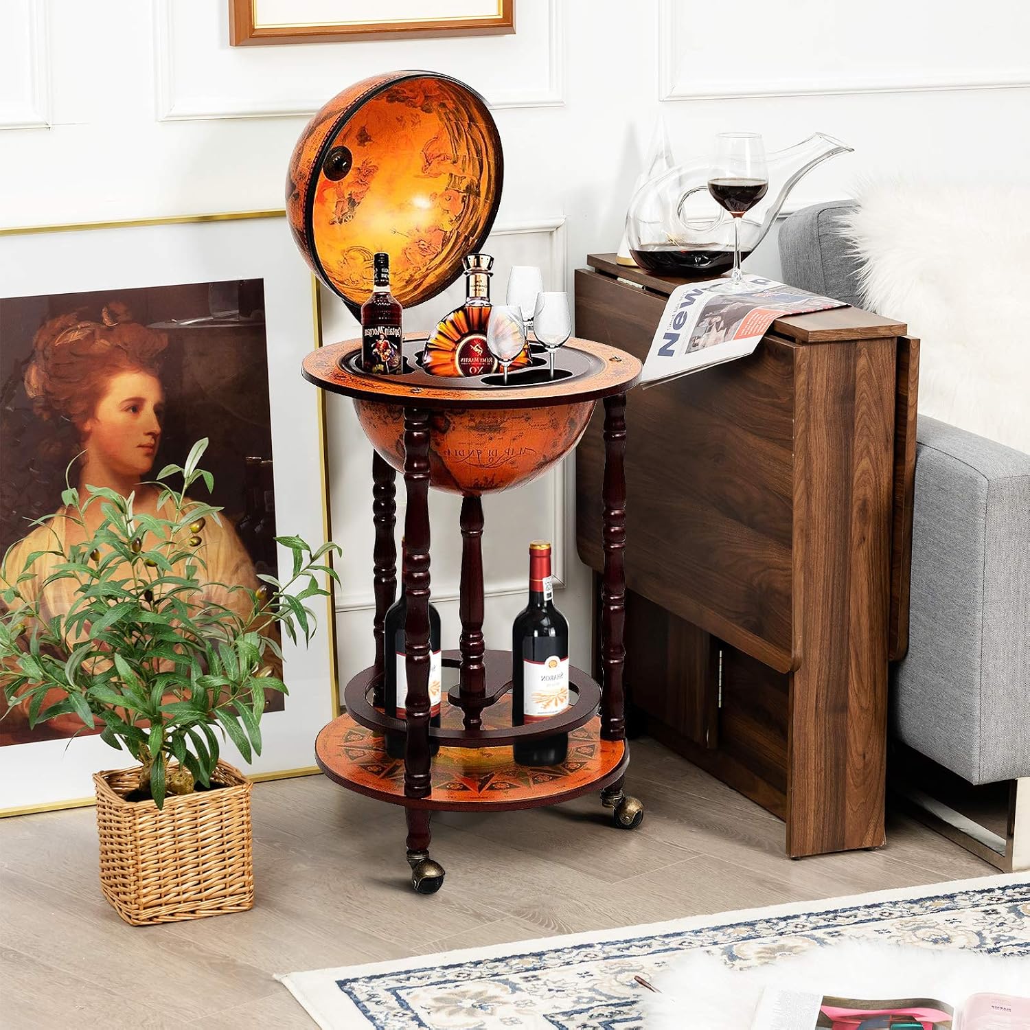 Globe Bar Cart Liquor Bar Kast - Home Bar Shelves recensie en prijs