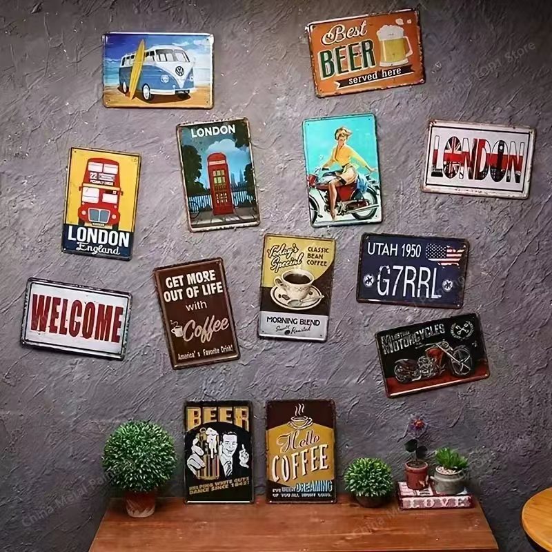 Vintage metalen blikken bord 8 - Home Bar Cafe recensie en prijs