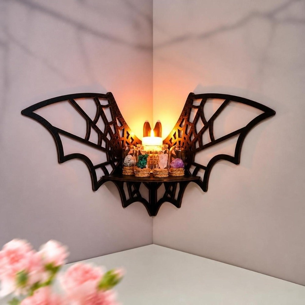 Houten hoekplank met hol patro - Home Bar Shelf recensie en prijs