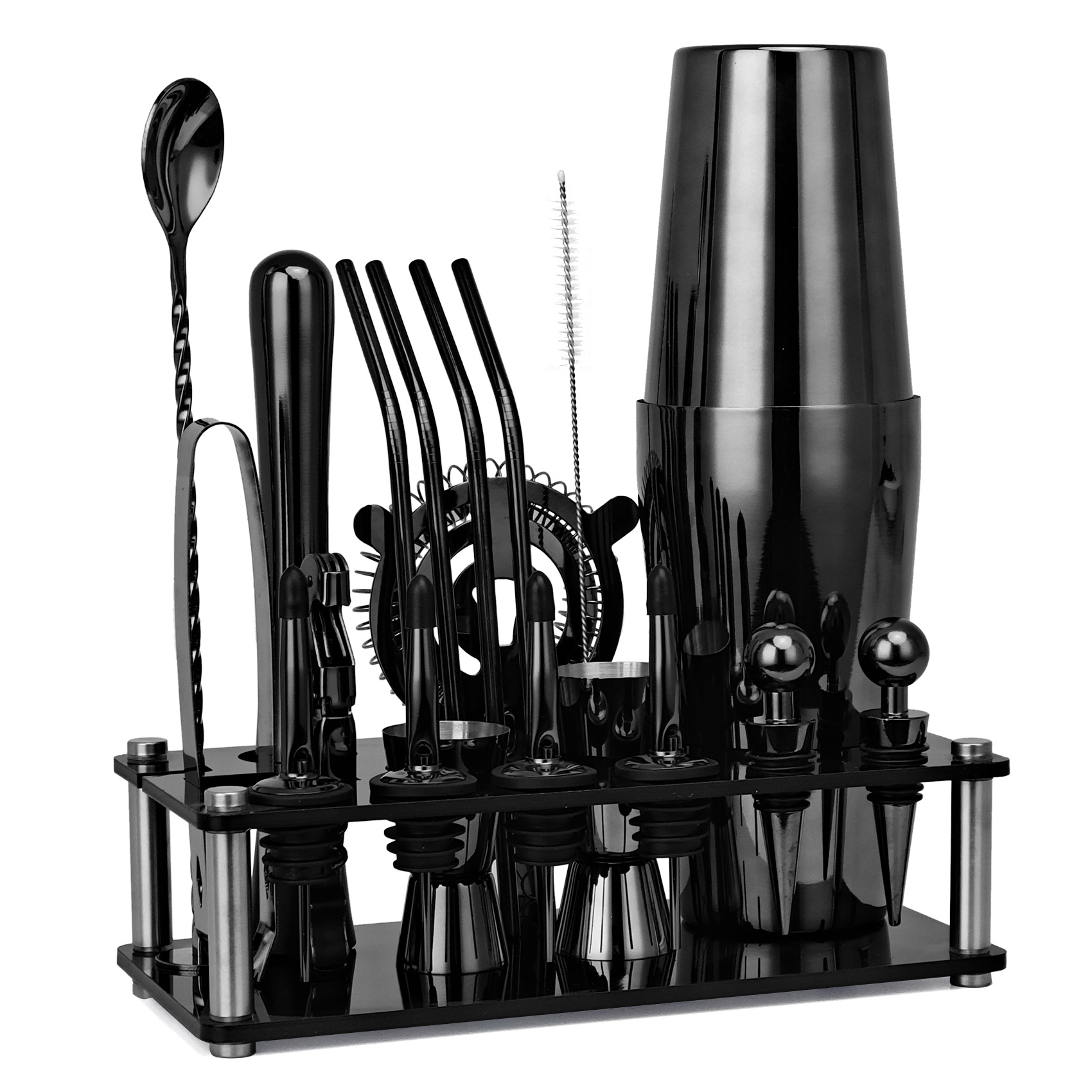 20 Stuks Zwart/Rose Goud/Zilve - Boston Shaker Set recensie en prijs