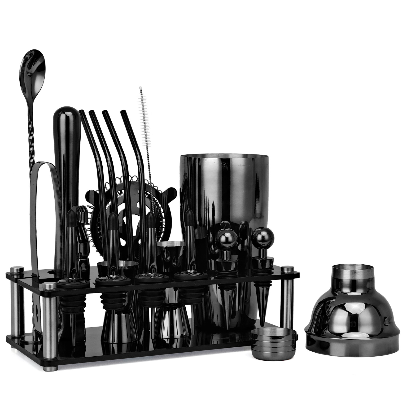 20 Stuks Zwart/Rose Goud/Zilve - Boston Shaker Set recensie en prijs